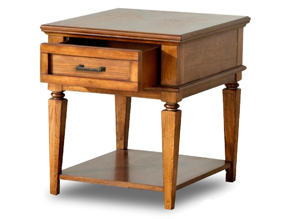 Concord Transitional End Table With Drawer And Shelf Morris Home Morris Home Furnishings Concordgreen Oak End Table
