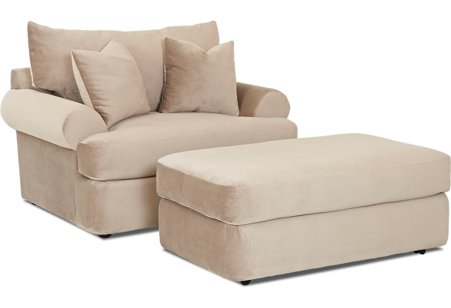 Klaussner Cora Casual Oversized Chair and Ottoman Set | Godby Home 