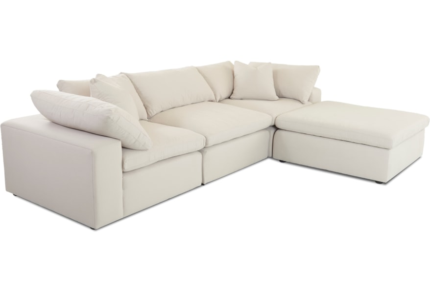 Klaussner Monterey D93800 2xcorn Ac Otto Fresh Sand Contemporary 4 Pc Modular Sectional Sofa Northeast Factory Direct Sectional Sofas
