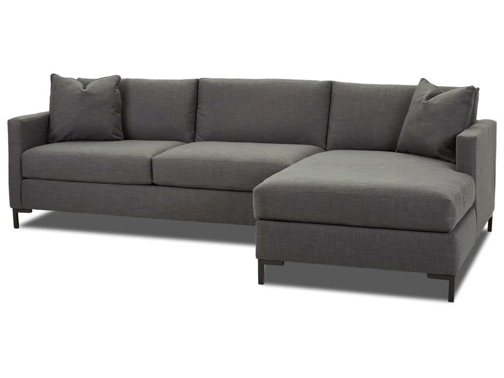 Klaussner Dawson Modern Two Piece Sectional Sofa With Metal Legs And Klaussner Dawson2 Pc Sectional Sofa