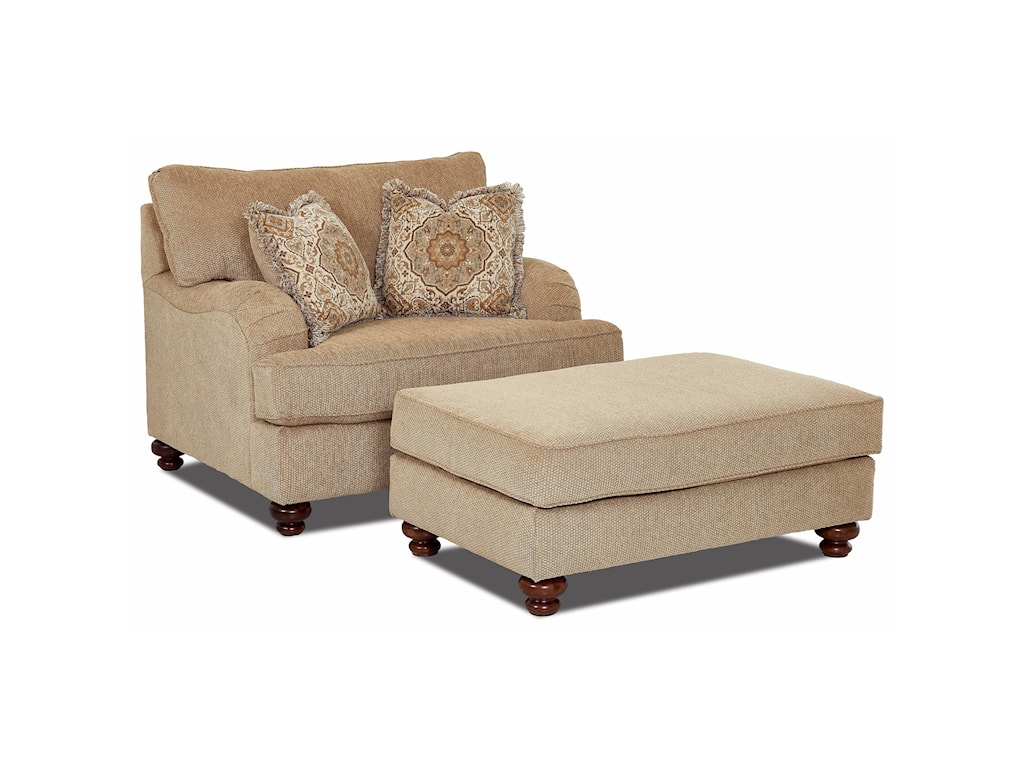 Klaussner Declan Oversized Chair and Ottoman Set | Sheely's 