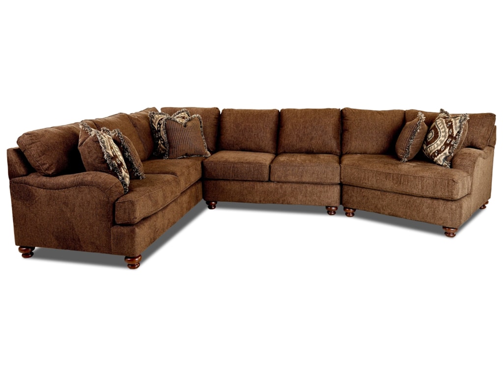 Klaussner Declan Three Piece Sectional Sofa With Raf Cuddler