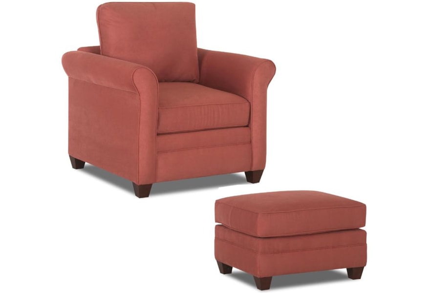 Klaussner Dopler Chair Ottoman With Tapered Bun Feet Catalog