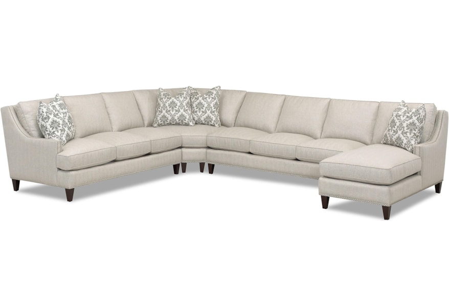 Klaussner Duchess Transitional 4 Piece Sectional With Chaise