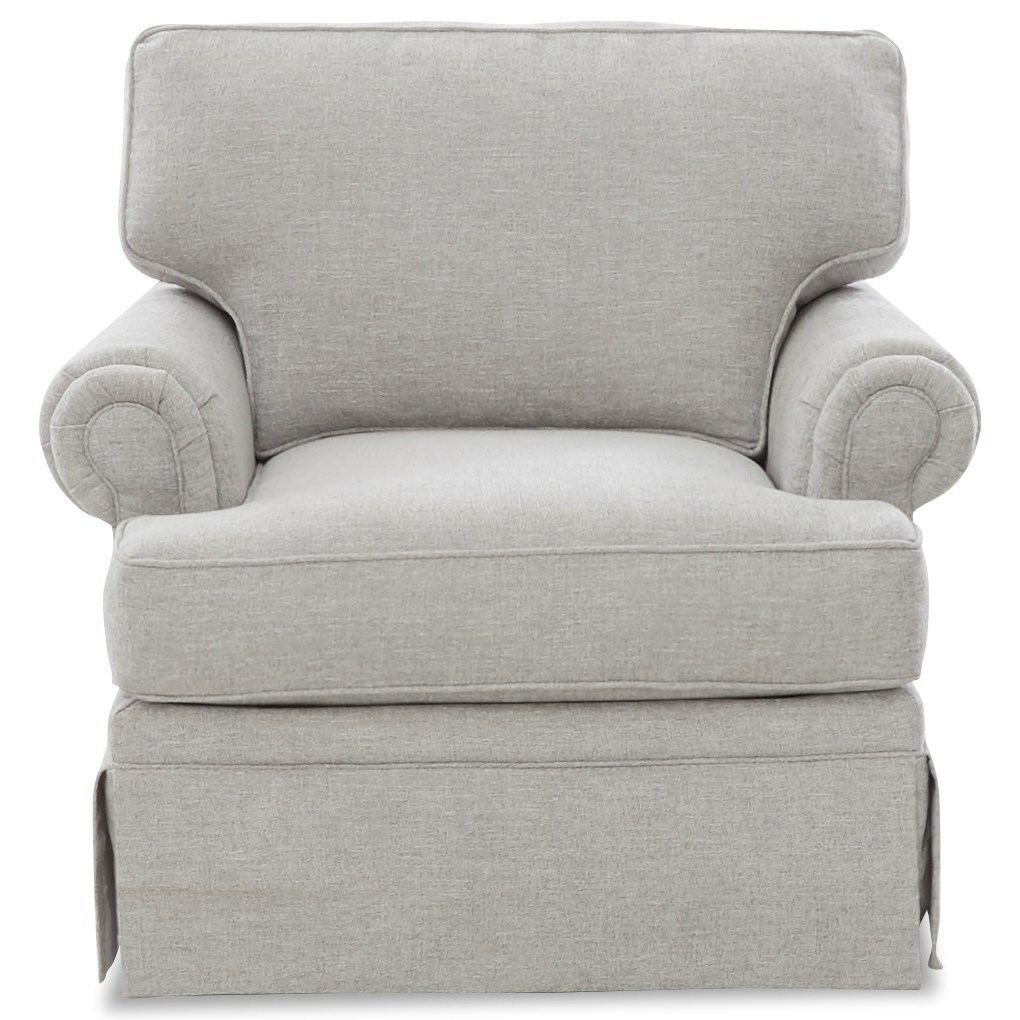 klaussner ella swivel glider chair with skirt and kool gel