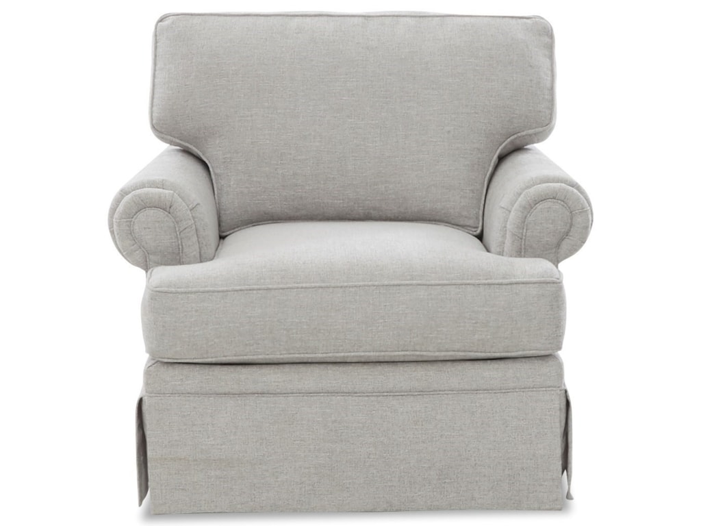 klaussner ella swivel glider chair with skirt and kool gel