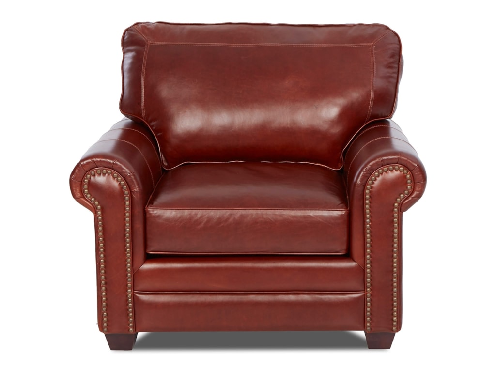 Epic Transitional Leather Chair With Nailheads By Klaussner At Furniture Mart Colorado