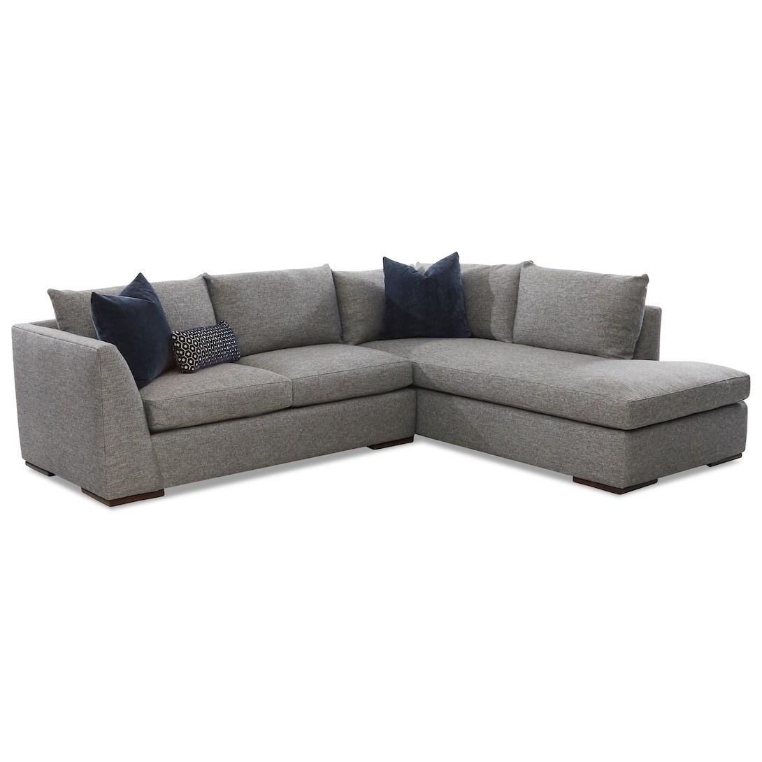 Klaussner Flagler Contemporary 2 Piece Chaise Sofa With Raf Sofa