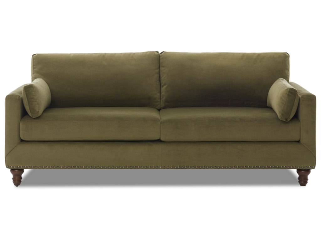 Klaussner Flanders Sofa With Nailhead Trim And Turned Feet Value Klaussner Flanderssofa With Nailhead Trim
