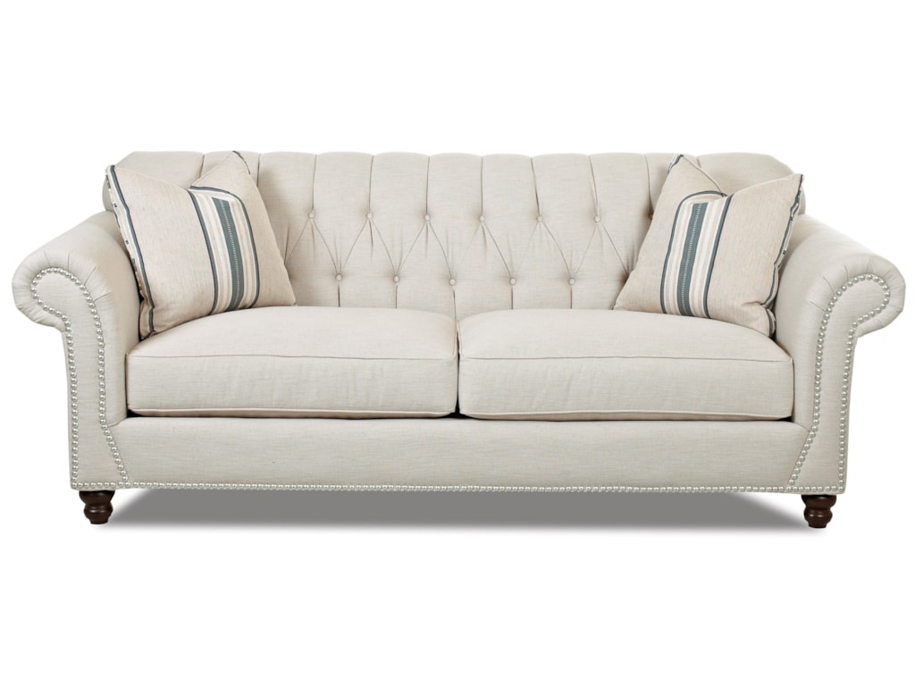 Flynn Traditional Sofa With On Tufted Back And Rolled Arms By Klaussner At Value City Furniture