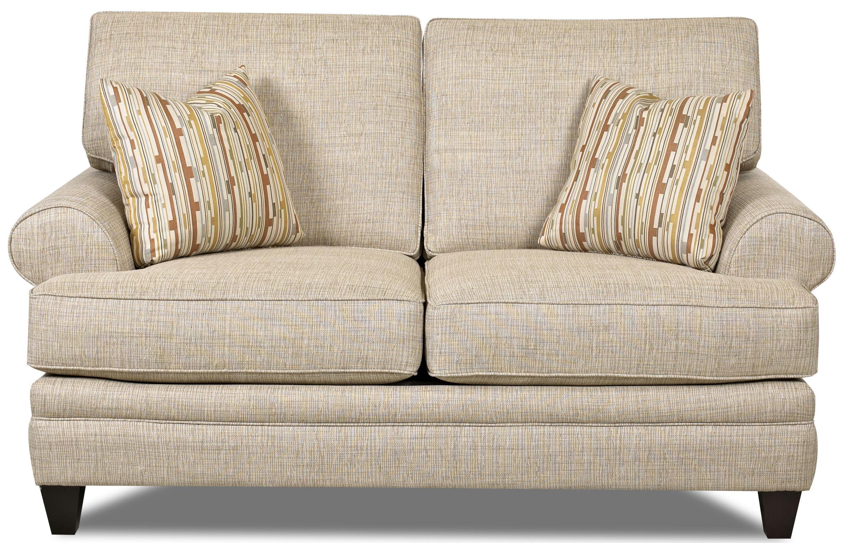 Klaussner Fresno Transitional Loveseat with Low Profile Rolled Arms | Wayside Furniture | Love Seats