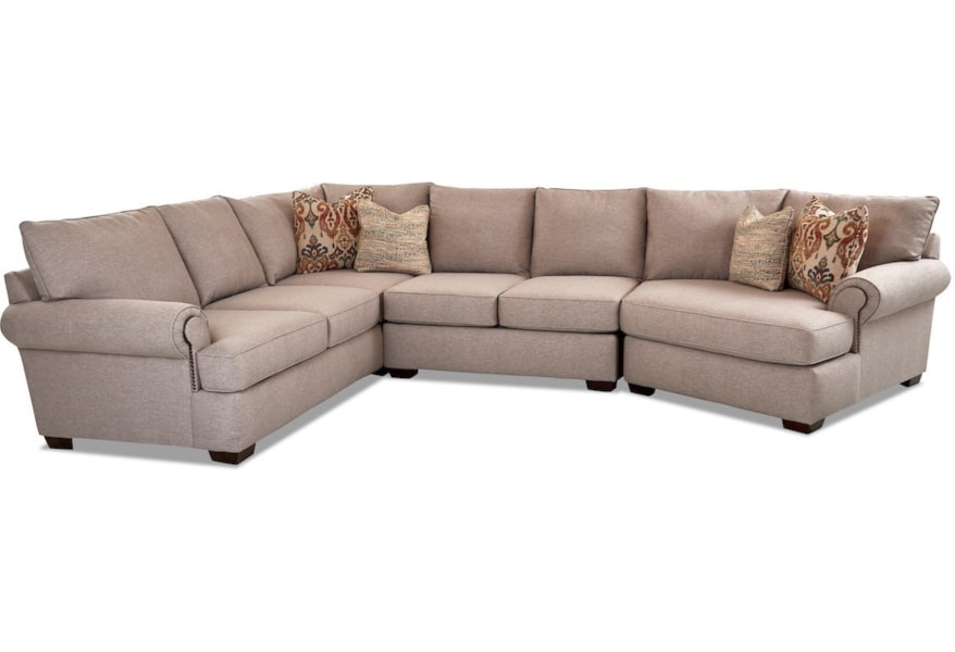 Klaussner Ginger Traditional 5 Seat Sectional Sofa With Raf 5 Seat Sectional Sofa