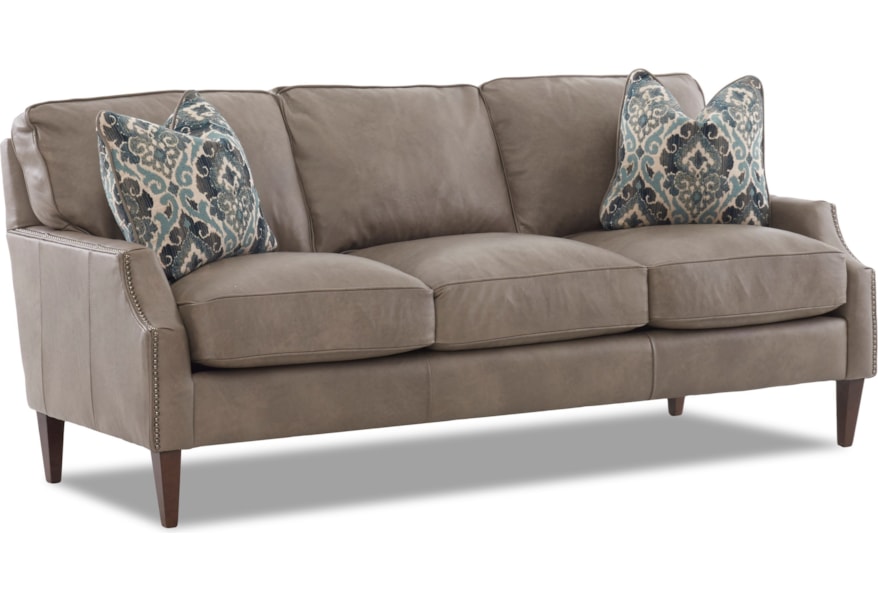 Klaussner Grammercy Ld53010ap S Leather Sofa With Arm Pillows Leather Sofa With Arm Pillows