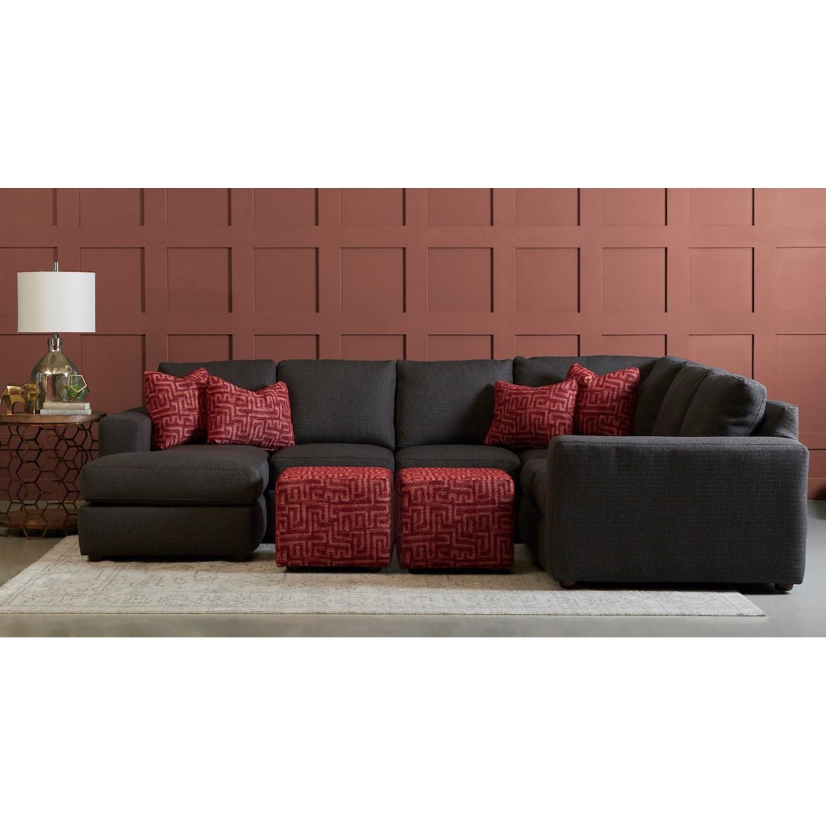 Klaussner Gus Contemporary 5 Seat Sectional Sofa With Laf Chaise Johnny Janosik Sectional Sofas