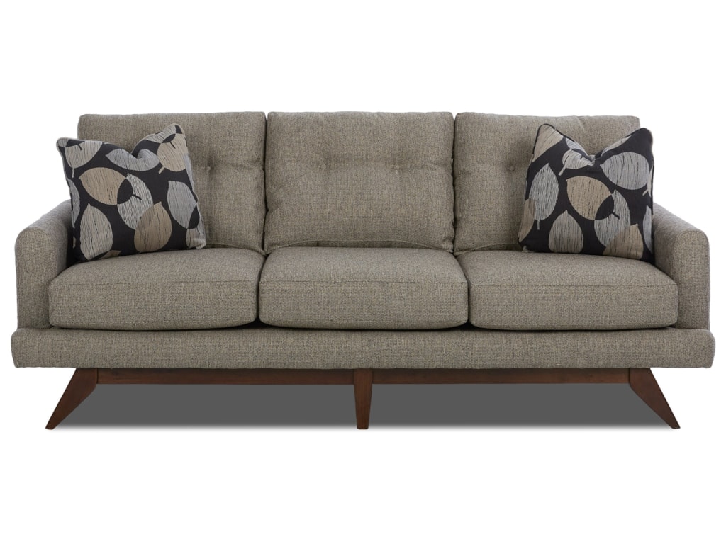 Klaussner Haley Mid Century Modern Sofa With Tufted Back And Modern Platform Base - Novello Home Furnishings - Sofas Klaussner Haley Mid Century Modern Sofa With Tufted Back And Modern Platform Base - Novello Home Furnishings - Sofas