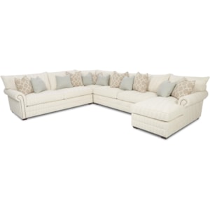 Klaussner Huntley Traditional Sectional Sofa With Nailhead Trim And Chaise Lounge Pilgrim Furniture City Sectional Sofas