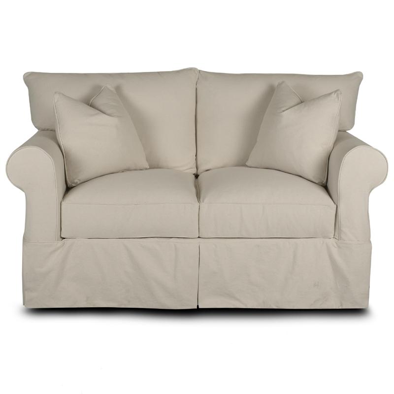 Klaussner Jenny D16100 Ls Slipcover Loveseat With Rolled Arms And Skirt Hudson S Furniture Loveseats
