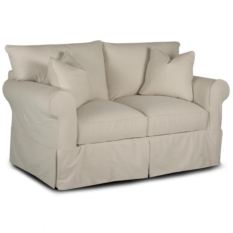 Klaussner Jenny D16100 Ls Slipcover Loveseat With Rolled Arms And