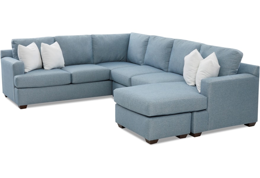 Klaussner Juniper K98400L CRNS+RA A+R OTCH-POWWMAR 5-Seat Sectional Sofa with RAF Chaise Ottoman | Catalog Outlet | Sectional Sofas