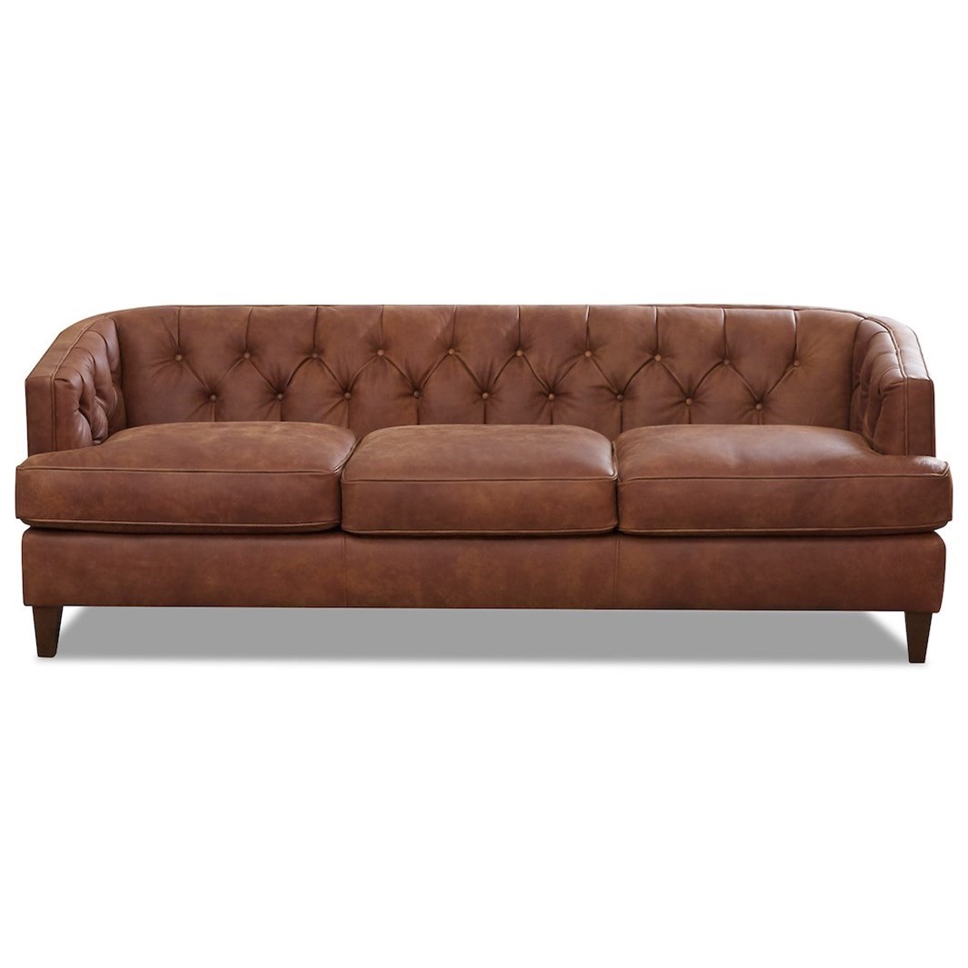 Klaussner Kimbal Tufted Contemporary Leather Sofa Value City