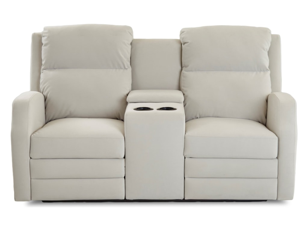 Kamiah Power Console Reclining Loveseat With Usb Charging Ports And Power Headrests Lumbar By Klaussner At Dunk Bright Furniture
