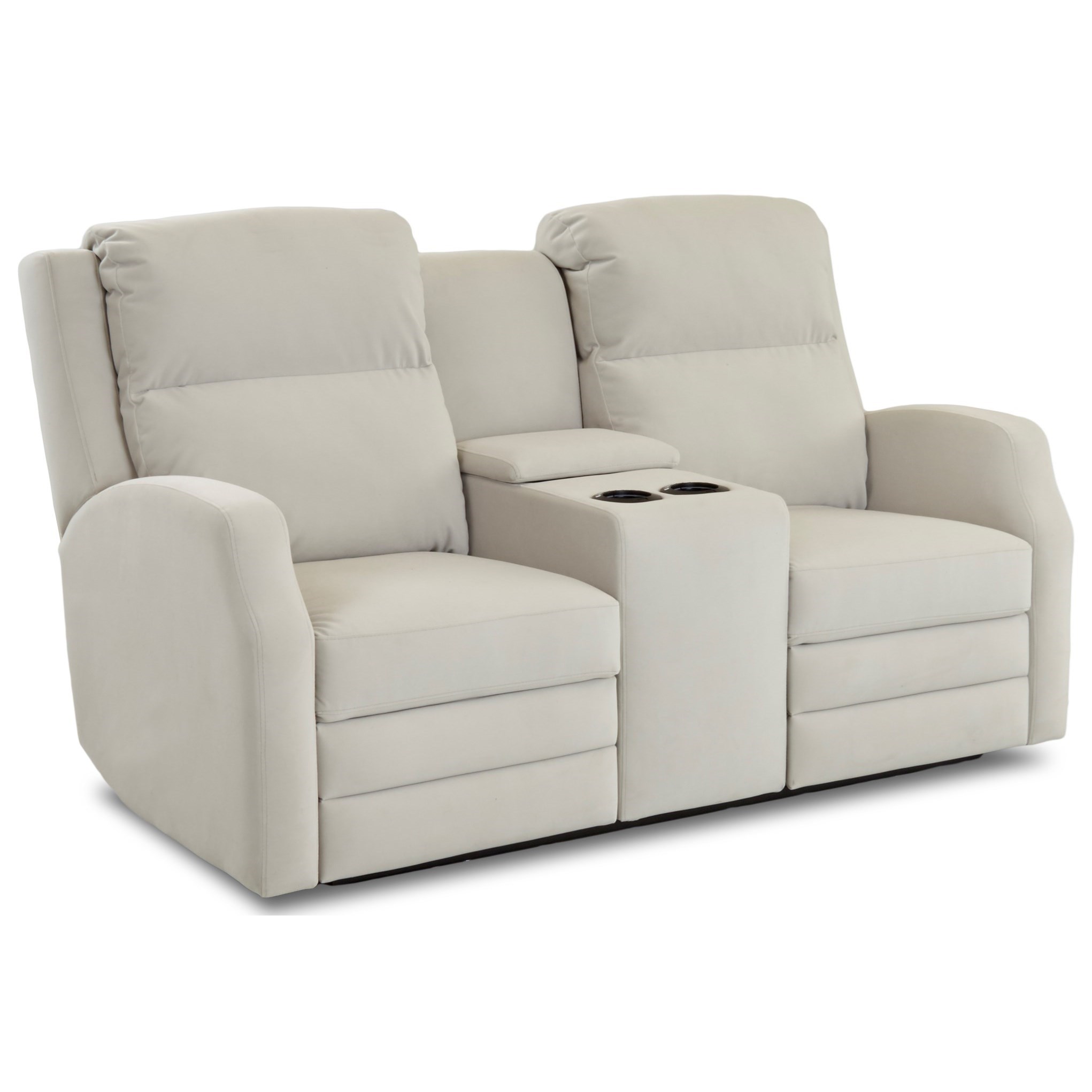 Kamiah Power Console Reclining Loveseat With Usb Charging Ports And Power Headrests Lumbar By Klaussner At Dunk Bright Furniture