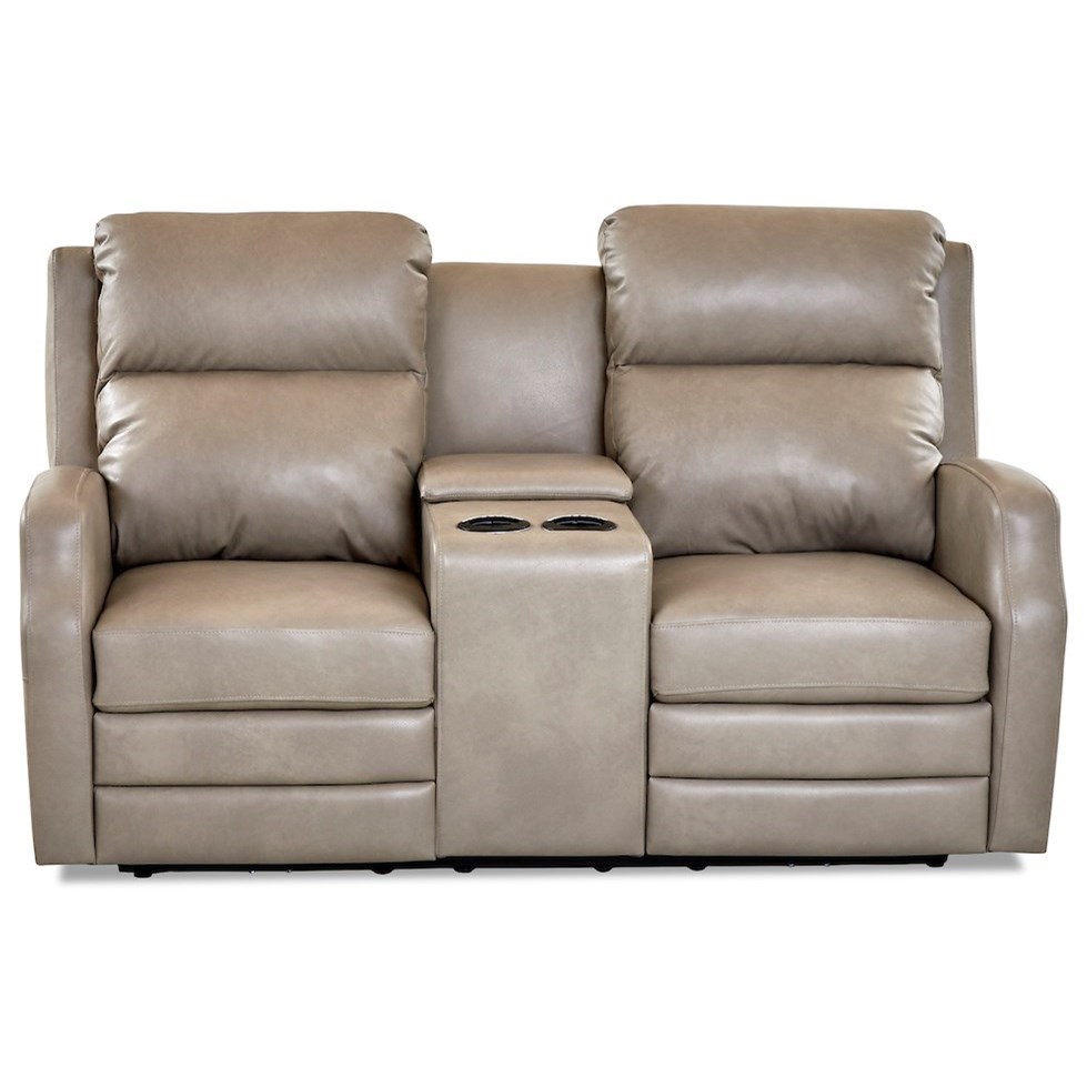 Klaussner Kamiah Power Console Reclining Loveseat With Usb Charging Ports And Power Headrests Lumbar Stuckey Furniture Reclining Loveseats