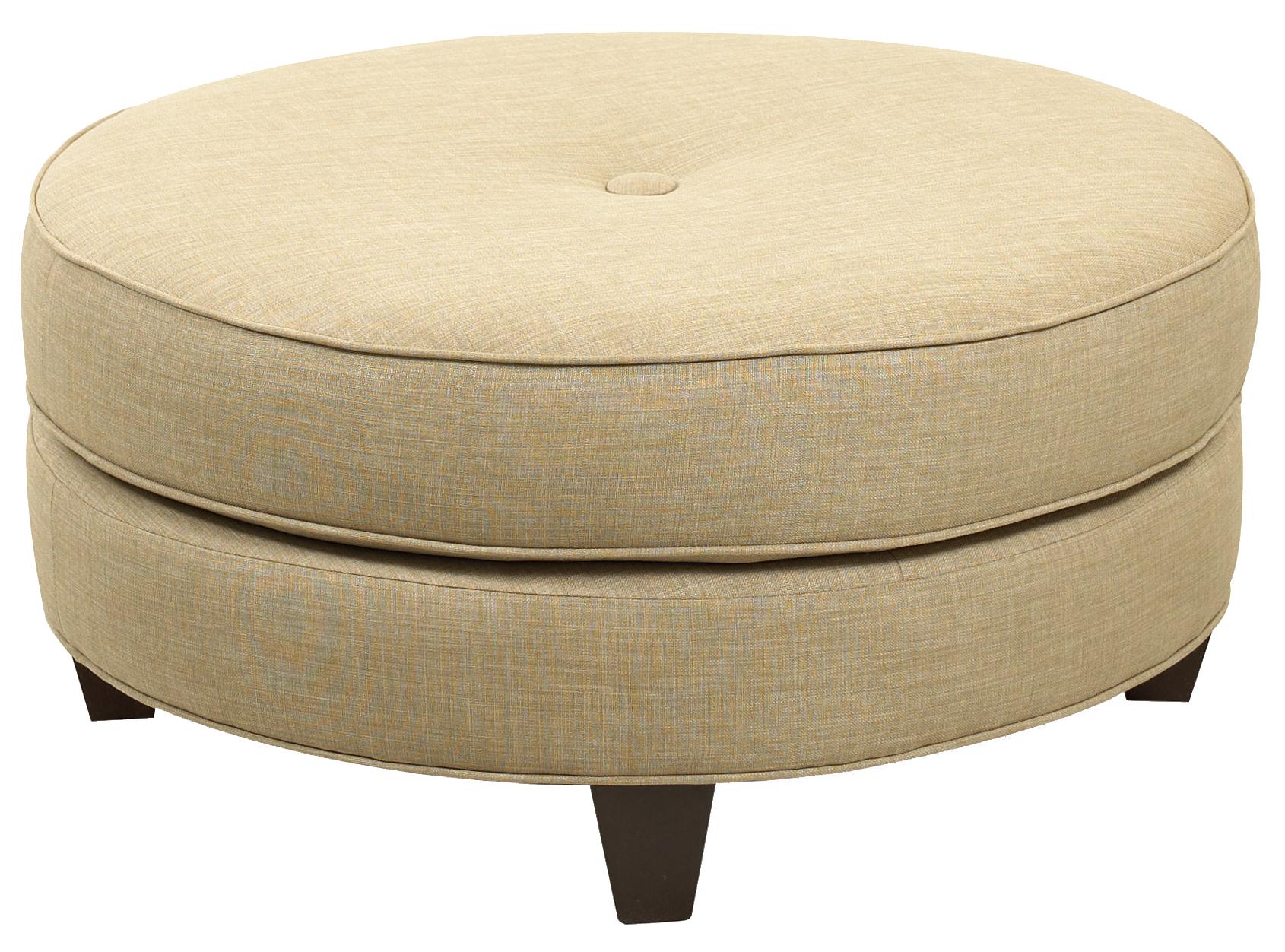 Chairs And Accents Round Pippa Ottoman With Center Button Tuft By Klaussner At Pilgrim Furniture City