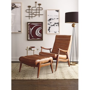 Klaussner Chairs And Accents Hans Mid Century Modern Chair And Ottoman With Exposed Wood Frame Hudson S Furniture Chair Ottoman Sets