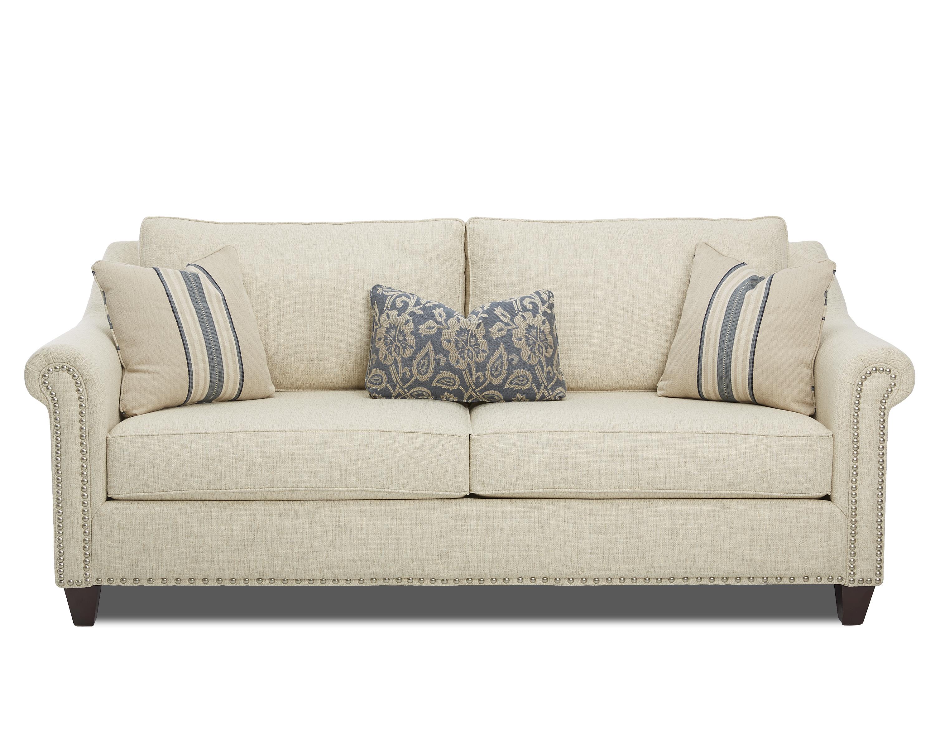 Klaussner Langley Transitional Sofa With Nailhead Trim Furniture