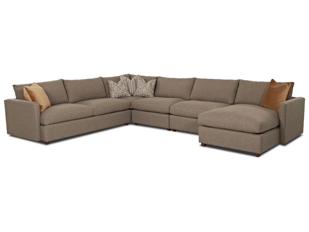 Leisure Casual Sectional Sofa With Raf Chaise By Klaussner At Dunk Bright Furniture