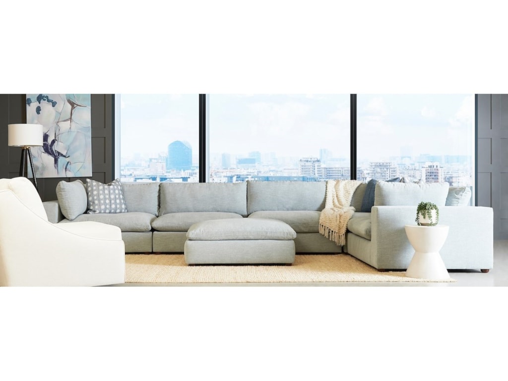 Klaussner Lenny Contemporary 4 Seat Oversized Sectional Sofa With Seat Oversized Sectional Sofa