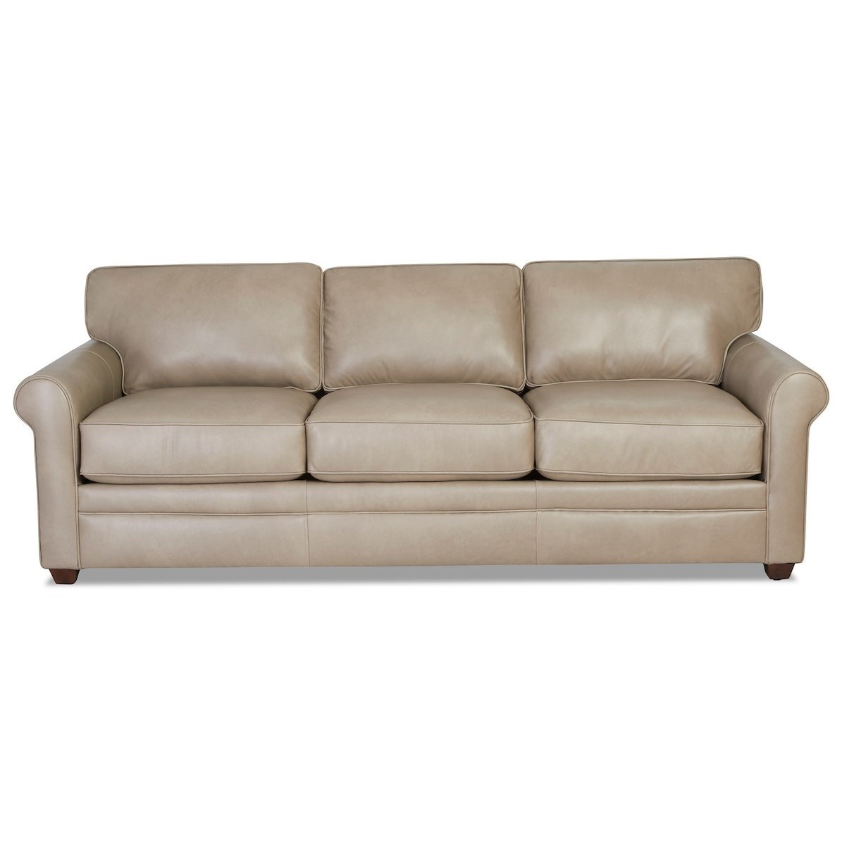 Klaussner Living Your Way Casual Leather Sofa With Rolled Arms