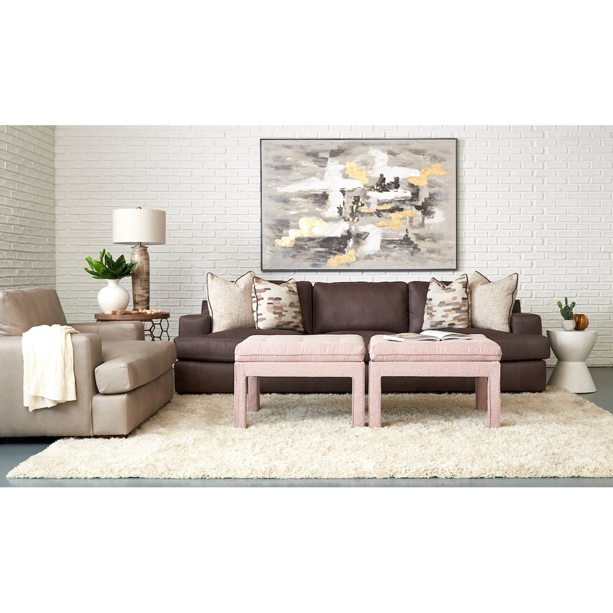 Klaussner Lyon Ld27300 Xs Contemporary Extra Large Leather Sofa