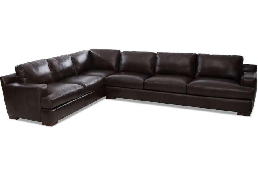 Klaussner Lyon Ld27300l Crns R S Sassari Brown Contemporary 5 Seat Leather Sectional Sofa With Raf Sofa Pilgrim Furniture City Sectional Sofas