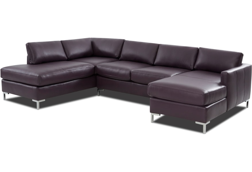 Klaussner Marisol Contemporary 4 Seat U Shape Sectional Sofa With 4 Seat U Shape Sectional Sofa