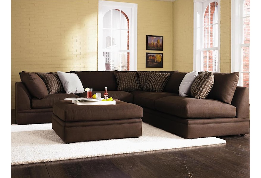 Klaussner Melrose Place 4 Piece Sectional With Two Corner Chairs