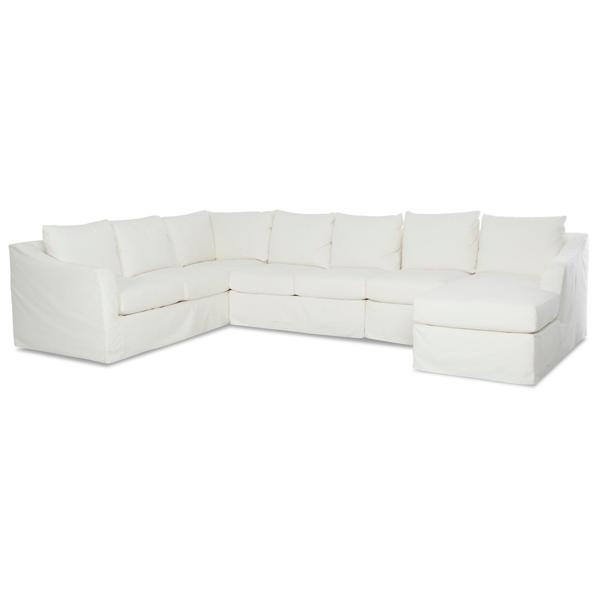 Klaussner Minna 6 Seat Slipcover Sectional Sofa With Raf Chaise