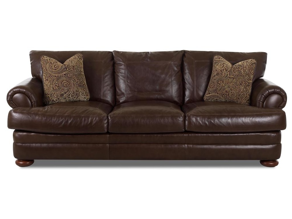 Klaussner Montezuma Leather Sofa With Rolled Arms Wayside Klaussner Montezuma Leather Sofa With