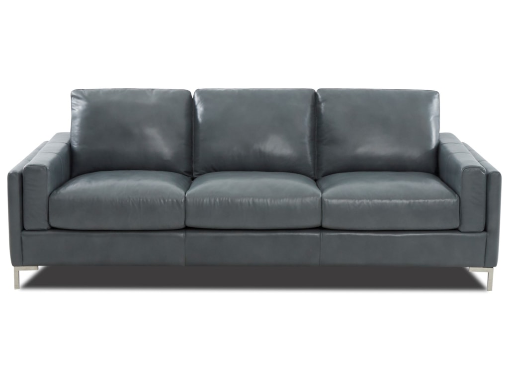 Klaussner Mystique Contemporary Leather Sofa With Metal Legs Klaussner Mystique Contemporary Leather