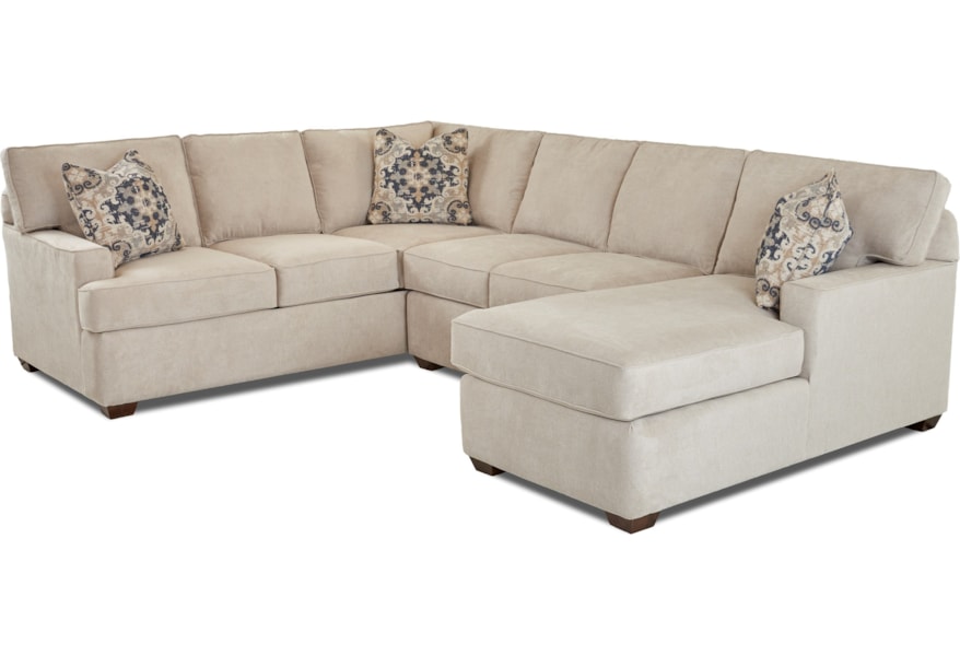 Klaussner Pantego 3 Piece Sectional Sofa With Raf Chaise Value City Furniture Sectional Sofas