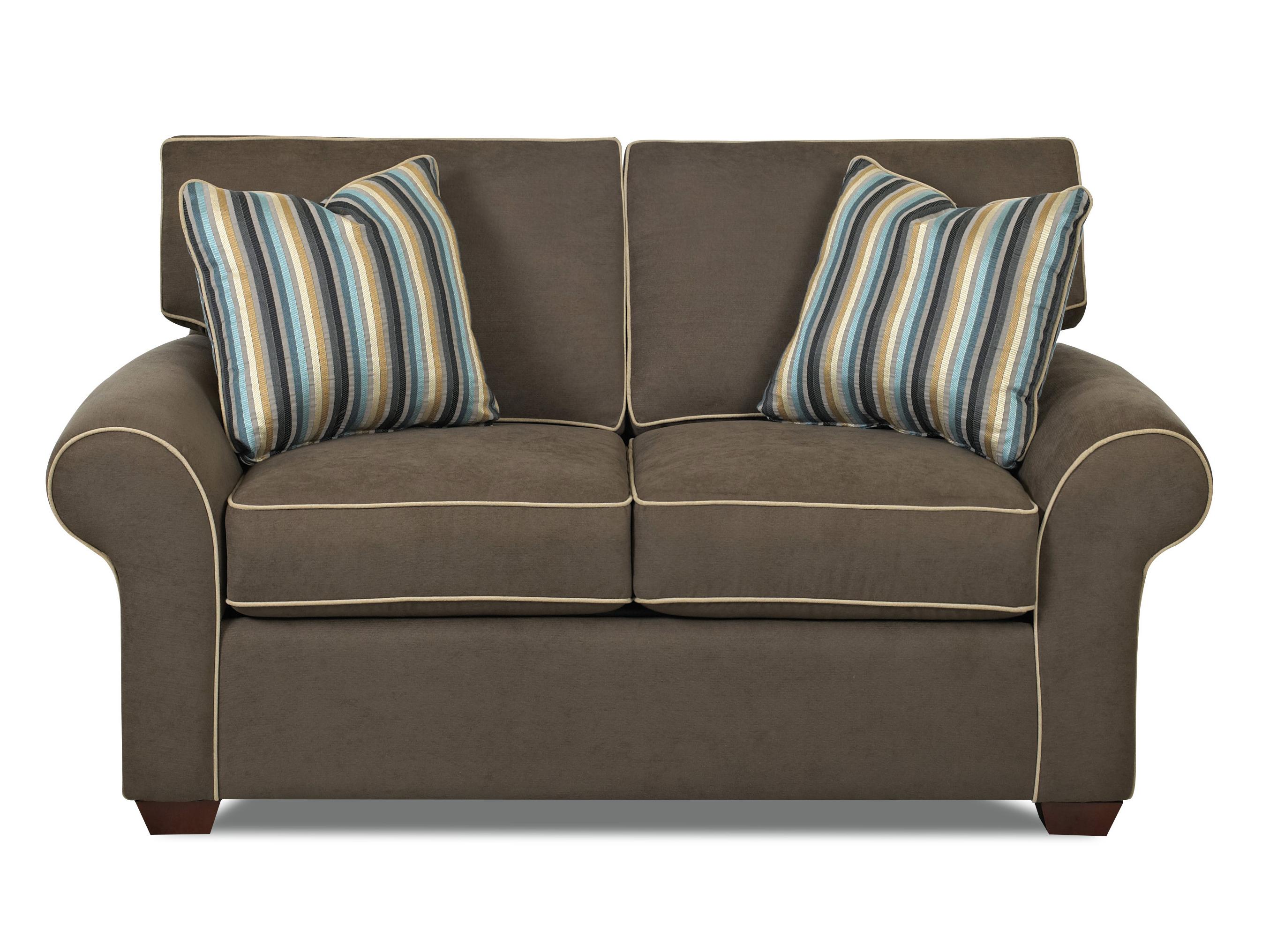 Klaussner Patterns 19000 Ls Loveseat With Rolled Arms And Exposed Wood Feet Northeast Factory Direct Loveseats