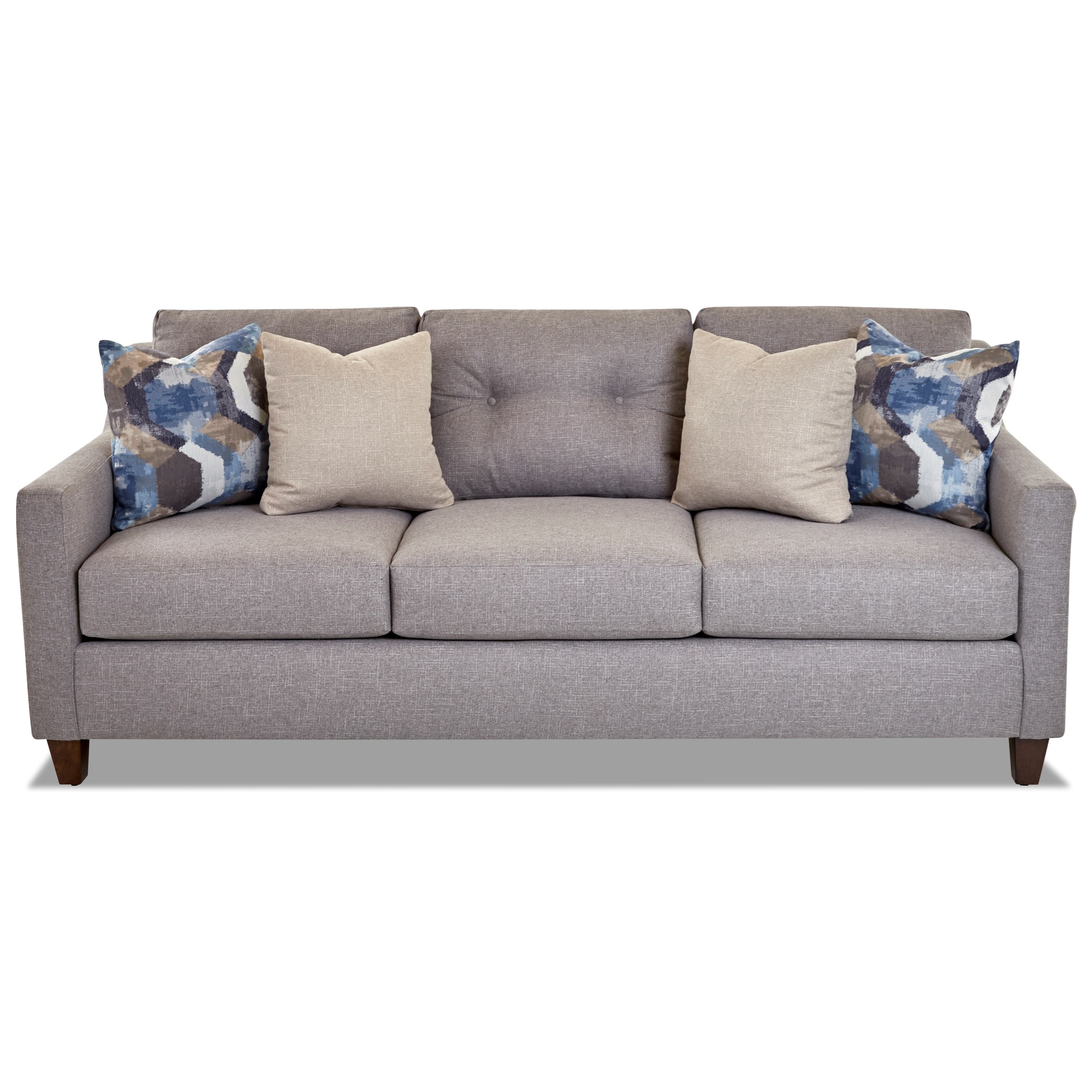 Klaussner Reggie Contemporary Sofa With Loose Tufted Back Cushions And Track Arms Value City Furniture Sofas