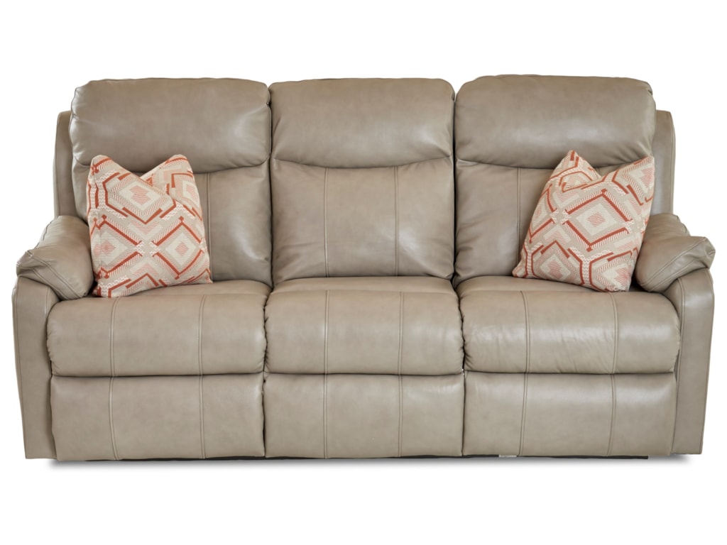 Solitaire Casual Reclining Sofa With Head Lumbar And Toss Pillows By Klaussner At Novello Home Furnishings