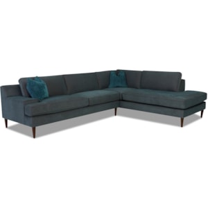 Klaussner Talon Mid Century Modern 3 Seat Chaise Sectional With