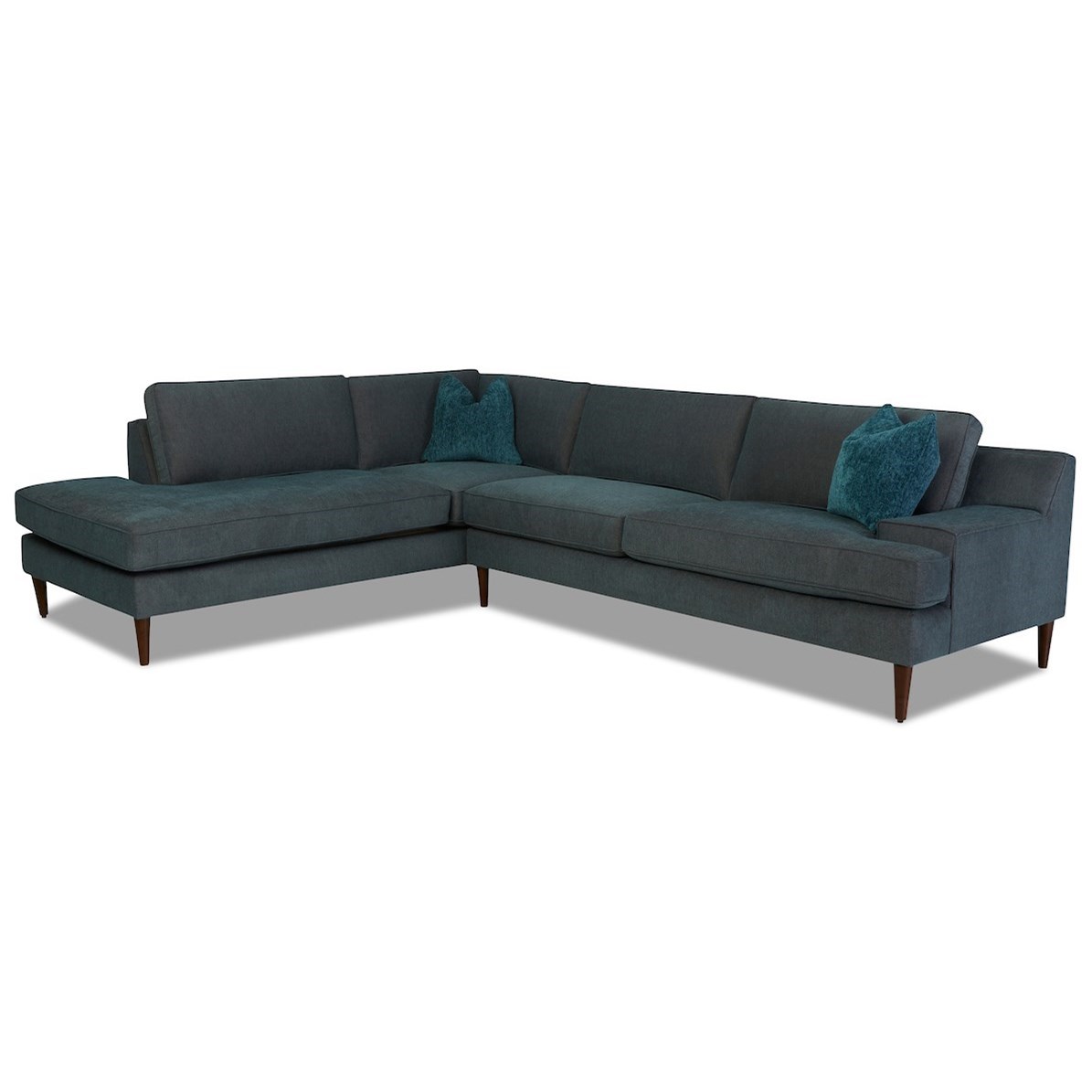 Klaussner Talon Mid Century Modern 3 Seat Chaise Sectional With
