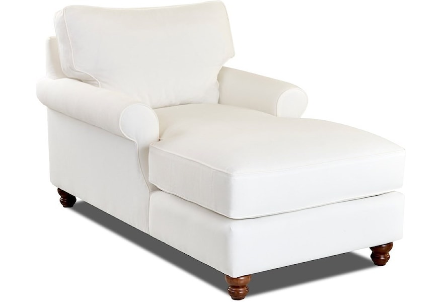 Klaussner Tifton Traditional Chaise Lounge With Rolled Arms