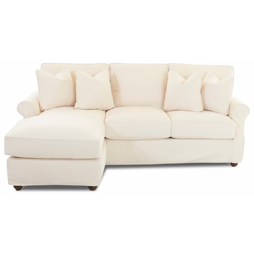Klaussner Tifton Traditional 2 Piece Slipcover Sectional Sofa With