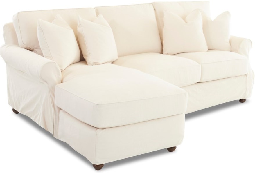 Klaussner Tifton Traditional 2 Piece Slipcover Sectional Sofa With Slipcover Sectional Sofa
