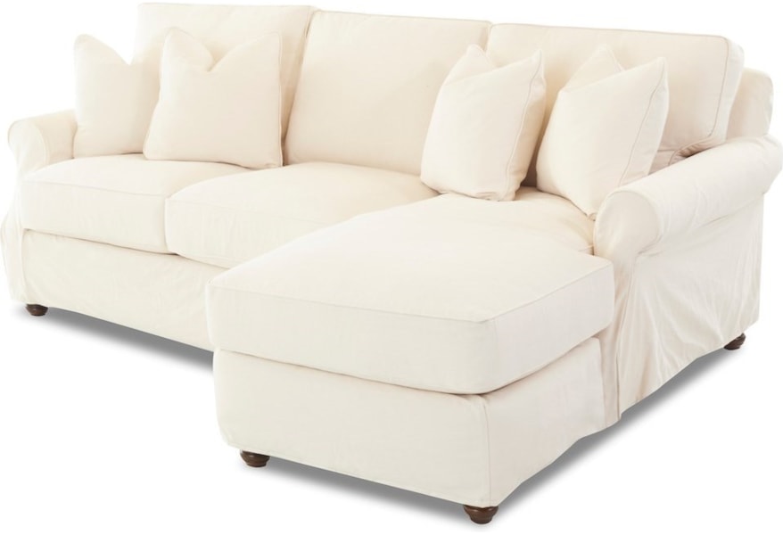 Klaussner Tifton Traditional 2 Piece Slipcover Sectional Sofa With Piece Slipcover Sectional Sofa